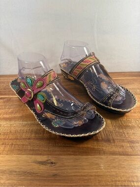 L'ARTISTE SANTORINI SLIDE Wedge Sandal Brown Size 42 (10.5 - 11 US) NWOT